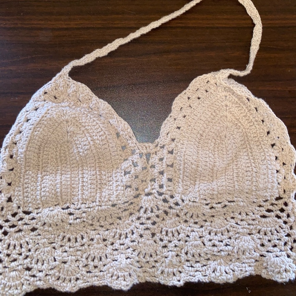 Tan knit bra